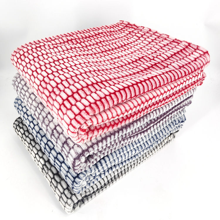 Wholesales Home Decro Multi-Color Waffle Knit Flannel Fleece Throw Blanket for Bed Sofa